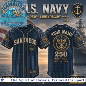 US Navy 250th Anniversary San Diego Eagle Anchor Baseball Jersey