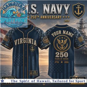 US Navy 250th Anniversary Virginia Eagle Anchor Baseball Jersey