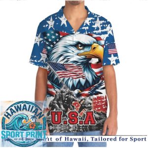 USA American Eagle Military Veterans Patriotic Hawaiian Shirt