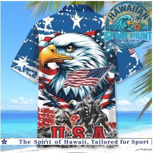 USA American Eagle Military Veterans Patriotic Hawaiian Shirt