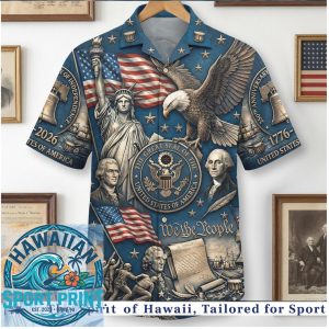 USA Independence Day American Flag Eagle Statue Of Liberty Hawaiian Shirt