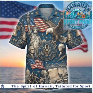 USA Independence Day American Flag Eagle Statue Of Liberty Hawaiian Shirt