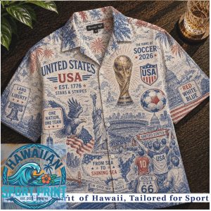 United States Soccer Stars And Stripes Vintage Heritage Hawaiian Shirt