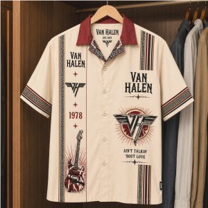 Van Halen Crossed Guitars Aint Talkin Bout Love Button Down Shirt