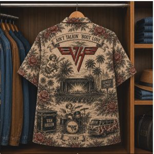 Van Halen Hot Rod Guitar Sunset Strip Classic Rock Hawaiian Shirt