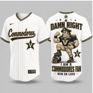 Vanderbilt Commodores Mascot Damn Right Win Or Lose Baseball Jersey Vanderbilt Commodores Mascot Damn Right Win Or Lose Baseball Jersey