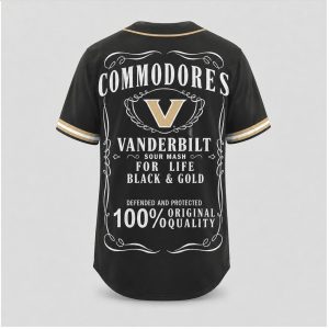 Vanderbilt Commodores Sour Mash Original Quality Black Gold Baseball Jersey