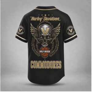 Vanderbilt Commodores Winged Skull Motorcycle Style Baseball Jersey