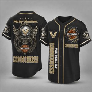 Vanderbilt Commodores Winged Skull Motorcycle Style Baseball Jersey