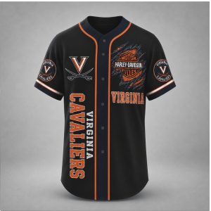 Virginia Cavaliers Biker Skull Wings Motorcycle Style Baseball Jersey Virginia Cavaliers Biker Skull Wings Motorcycle Style Baseball Jersey