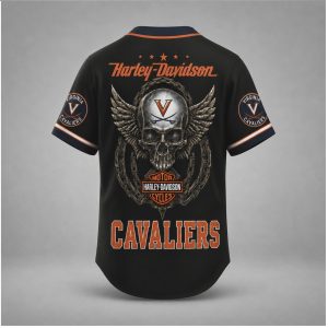 Virginia Cavaliers Biker Skull Wings Motorcycle Style Baseball Jersey