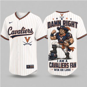 Virginia Cavaliers Mascot Damn Right I Am A Fan Baseball Jersey