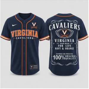 Virginia Cavaliers Sour Mash Whiskey Label Vintage Baseball Jersey