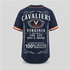 Virginia Cavaliers Sour Mash Whiskey Label Vintage Baseball Jersey
