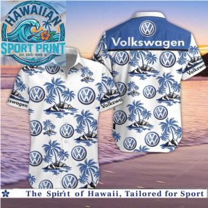 Volkswagen Car Logo Tropical Palm Tree Summer Beach Hawaiian Shirt
