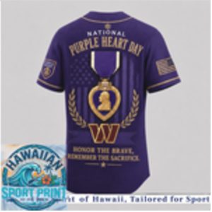 Washington Commanders National Purple Heart Day Honor The Brave Baseball Jersey