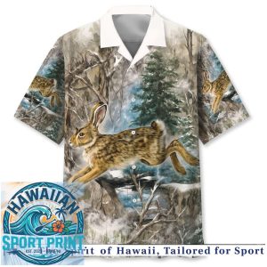 Wildlife Rabbit Winter Forest Snowy Nature Hawaiian Shirt