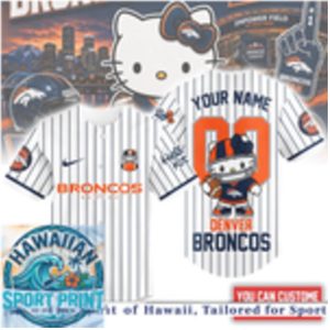 Denver Broncos Hello Kitty Football Cute Mascot Baseball Jersey
