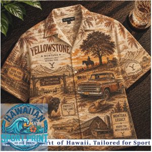 Yellowstone Dutton Ranch Bison Montana Vintage Hawaiian Shirt