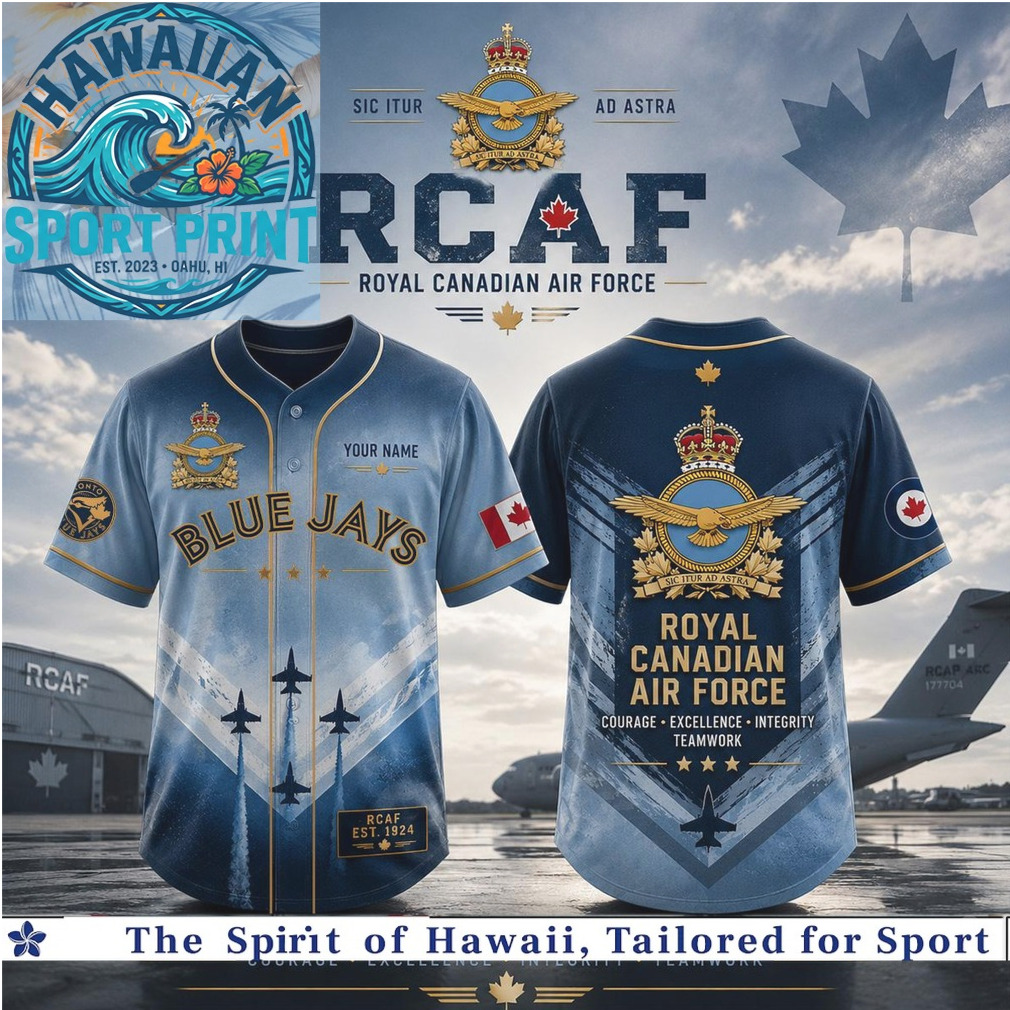 Royal Canadian Air Force Blue Jays Jet Logo Baseball Jersey Royal Canadian Air Force Blue Jays Jet Logo Baseball Jersey