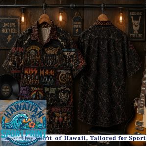 80s Classic Rock Legends Band Collage Heavy Metal Retro Hawaiian Shirt