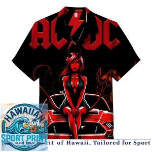 AC DC Devil Girl Muscle Car Heavy Metal Rock Hawaiian Shirt
