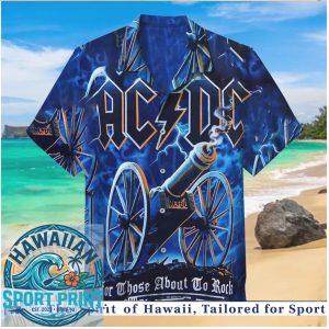 AC DC For Those About To Rock Cannon Graphic Hard Rock Hawaiian Shirt