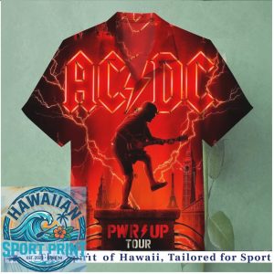 AC DC PWR UP Tour Lightning Rock Band Hawaiian Shirt