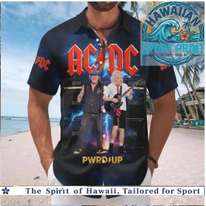 AC DC PWR UP Tour Rock Band Concert Tropical Summer Hawaiian Shirt Beach