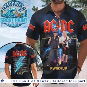AC DC PWR UP Tour Rock Band Concert Tropical Summer Hawaiian Shirt Beach