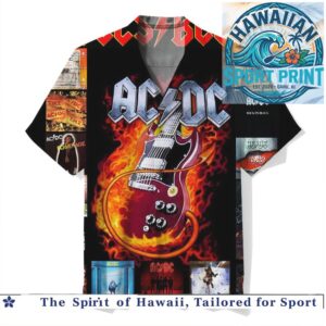 AC DC Rock Band Flame Guitar Fire Music Hawaiian Shirt
