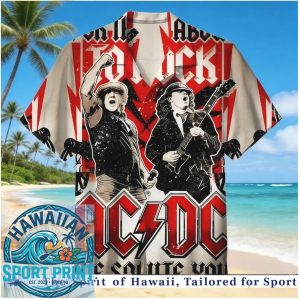 AC DC Rock Band We Salute You Lightning Hawaiian Shirt