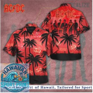 ACDC 50th Anniversary Sunset Palm Tree Rock Band Hawaiian Shirt