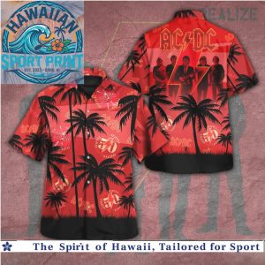 ACDC 50th Anniversary Sunset Palm Tree Rock Band Hawaiian Shirt