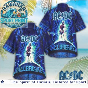 ACDC Ballbreaker Electric Blue Lightning Rock Band Hawaiian Shirt