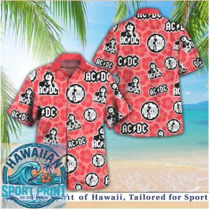 ACDC Classic Rock Band Logo Tropical Aloha Hawaiian Shirt