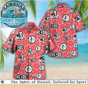 ACDC Classic Rock Band Logo Tropical Aloha Hawaiian Shirt