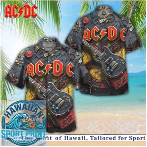 ACDC Electric Guitar Rock Music Aloha Hawaiian Shirt