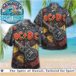 ACDC Electric Guitar Rock Music Aloha Hawaiian Shirt