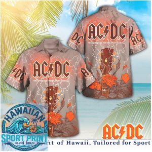 ACDC Electric Guitar Roses Lightning Rock Hawaiian Shirt