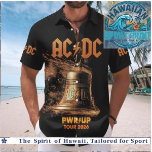 ACDC Hell's Bell World Tour Rock Band Tropical Summer Hawaiian Shirt Beach
