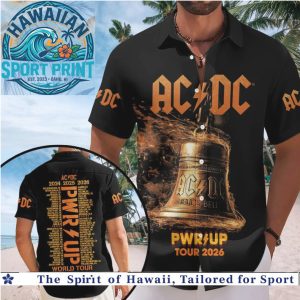 ACDC Hell's Bell World Tour Rock Band Tropical Summer Hawaiian Shirt Beach