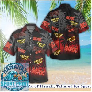 ACDC PWR UP Tour Red Sunset Palm Tree Hawaiian Shirt