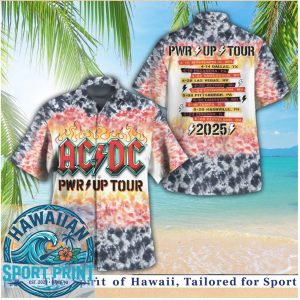 ACDC PWR Up Tour 2025 Tie Dye Music Hawaiian Shirt