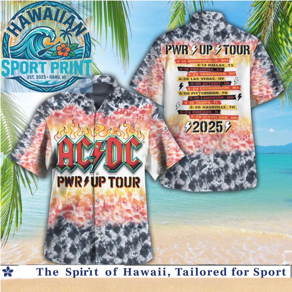 ACDC PWR Up Tour 2025 Tie Dye Music Hawaiian Shirt ACDC PWR Up Tour 2025 Tie Dye Music Hawaiian Shirt