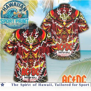 ACDC PWR Up Tour Rock Lightning Demon Hawaiian Shirt
