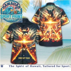 ACDC Power Up Tour Fire Flame Rock Band Hawaiian Shirt