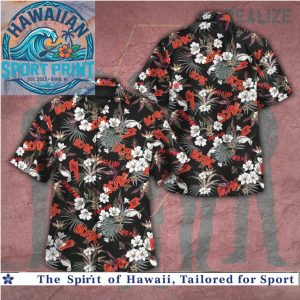 ACDC Power Up White Floral Tropical Rock Band Hawaiian Shirt