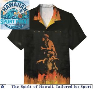 ACDC Rock Band Bonfire Concert Tour Hawaiian Shirt