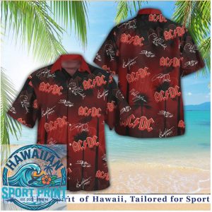 ACDC Signature Red Tropical Sunset Palm Tree Hawaiian Shirt
